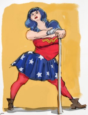 Wonder Woman quick sketch- colour added in Photoshop.